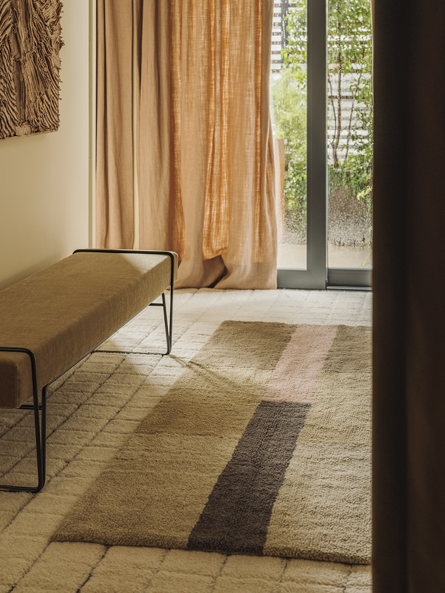 картинка Шерстяной стираемый ковер дорожка Хром Пыльная роза 80x230