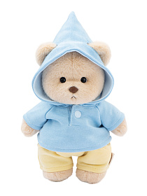 Lina Медведь Эверест молочный в голубом худи и желтых штанишках S (±20 см)  