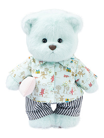 Lina Медведь Соня  (длинная шерсть) голубой цвет с костюмом M (±30 см) 2025
