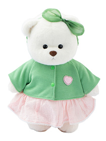 Lina Медведь Счастье белый с зеленым топиком и розовой юбочкой M (±30 см)  
