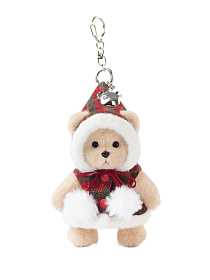 Lina Медведь молочный в Плаще с помпонами брелок  XS (±15 см)  