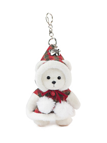 Lina Медведь белый в Плаще с бантом брелок  XS (±15 см)  