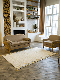 Хлопковый ковер Lillaland Кантри горчично-синий 160*230