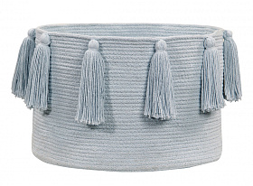 Корзина с кистями голубая 30*d45