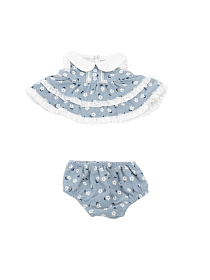 Комплект "Синий цветочек" (платье и шортики) S