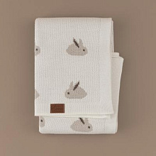 Вязаный детский плед ANIMAL RABBITS Молочный 100х100